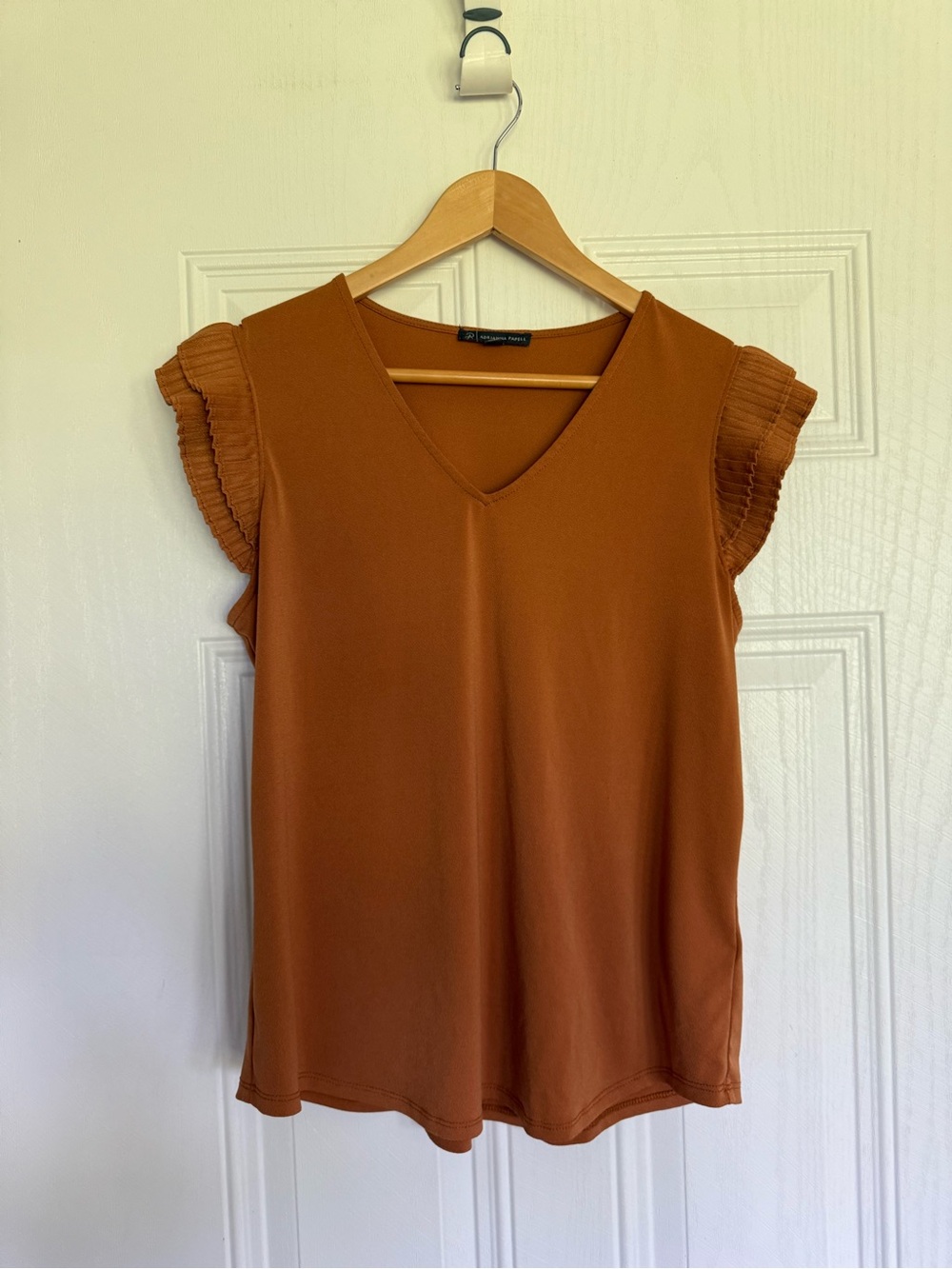 2 for $20 sale: Adrianna Papell brown/ yellow ruffle cap sleeve - M
